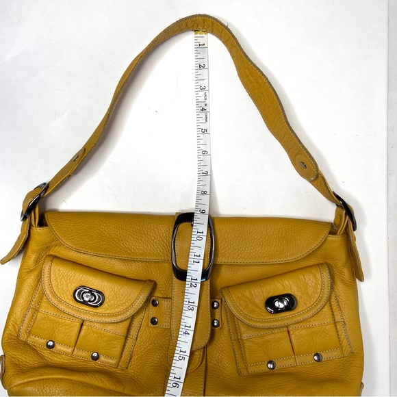 CARLA MANCINI Yellow Leather Shoulder Satchel Bag - Picture 4 of 16
